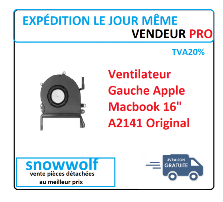 Apple MacBook Pro 16" A2141 (2019) - Ventilateur (Gauche) Apple MacBook Pro 16" A2141 (2019) - Ventilateur (Gauche)