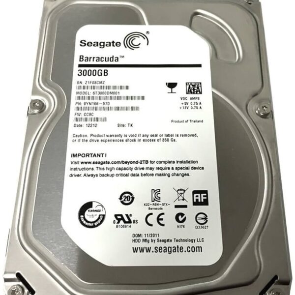 Disque Dur Seagate Barracuda ST3000DM001 3000 Go