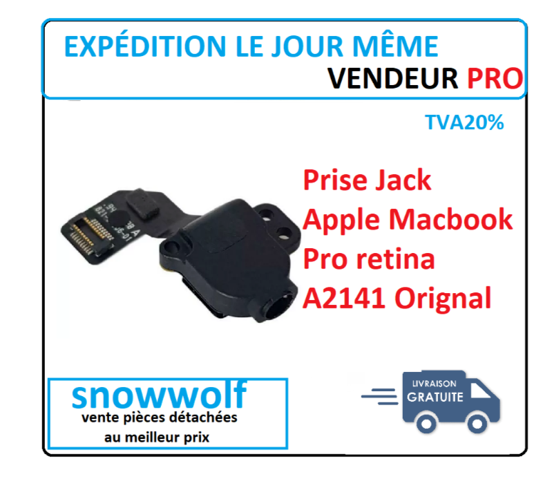 Prise audio jack pour MacBook Pro 16″ Retina Touch Bar A2141 ORIGINAL Prise audio jack pour MacBook Pro 16″ Retina Touch Bar A2141 ORIGINAL