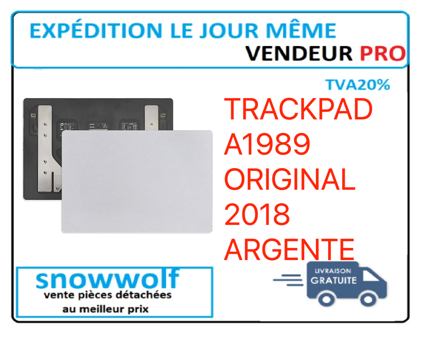 Trackpad 821-01701-A pour MacBook Pro Retina 13 A1989 2018 Argenté Trackpad 821-01701-A pour MacBook Pro Retina 13 A1989 2018 Argenté