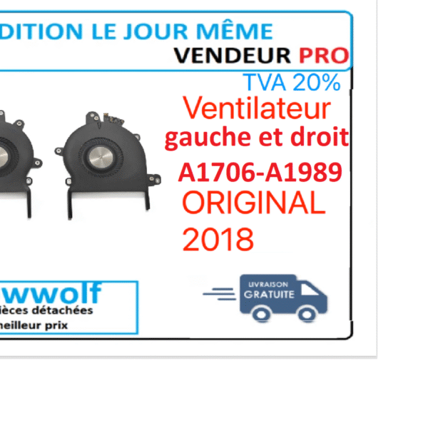 Ventilateur Macbook Pro Gauche/droit A1989-A1706 ORIGINAL 2018