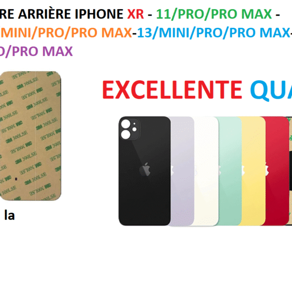 Vitre Arriére Iphone XR-11-12-13-14 PRO/PRO MAX